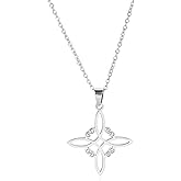 kkjoy Witches Knot Necklace Stainless Steel Pagan Wiccan Symbol Pendant Magic Knot 4-Pointed Celtic Knot Witchcraft Necklace for Women
