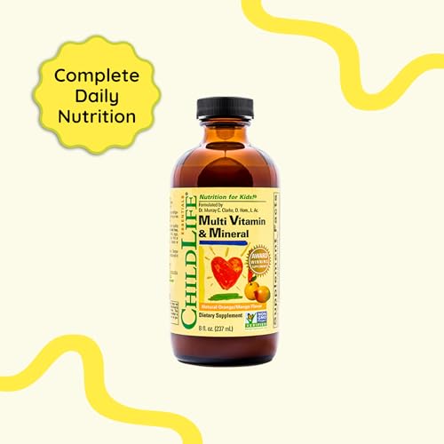 CHILDLIFE ESSENTIALS Kids Multivitamin & Mineral - Vitamins for Kids, Liquid Multivitamin Supplement for Toddler & Baby Wellness - Natural Orange & Mango Flavor, 8 Fl Oz (Pack of 1)