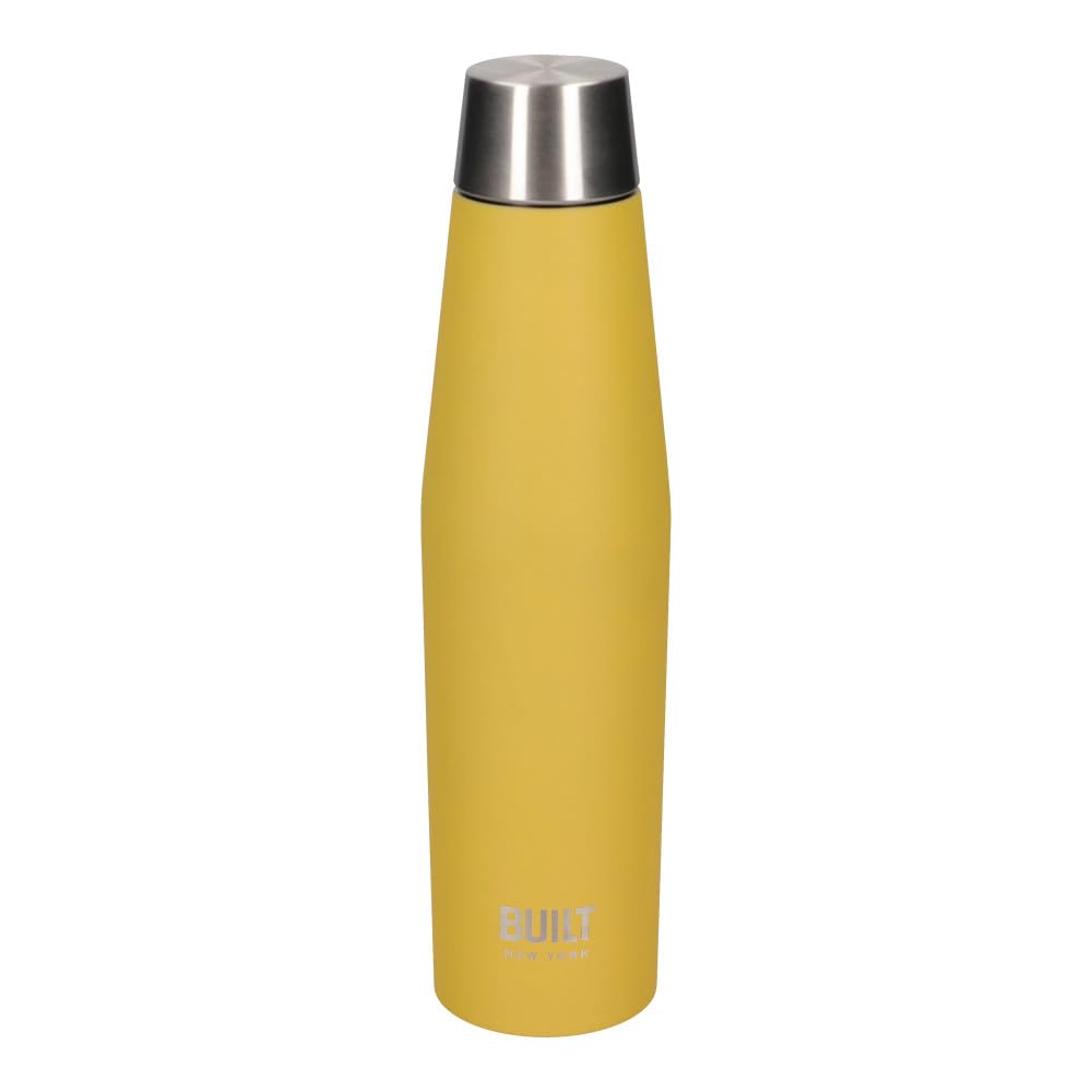 Built Perfect Seal Leakproof Insulated Water Bottle, Stainless Steel, 540 ml, Yellow