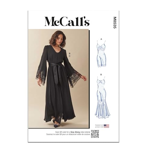 McCall's M8535AA Misses' Pullover Nightgown and Robe Sewing Pattern Packet, Des…