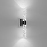 Tipace Black LED Crystal Bathroom Vanity Light Fixtures,Modern Wall Sconces Bubble Glass Wall Lights,6000K Wall Lamp for Bath
