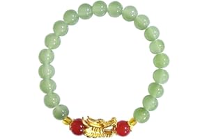 CAIYAO 2024 New Year of Dragon Beaded Charm Bracelets Handmade Crystal Pi Yao Dragon Pendant Bracelet Chinese Zodiac Feng Shui Lucky Amulet Stretch Bracelets New Year Gifts for Women Unisex Jewelry