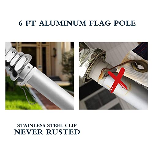 Tangle free spinning flag pole 6ft aluminum rotating flagpoles two