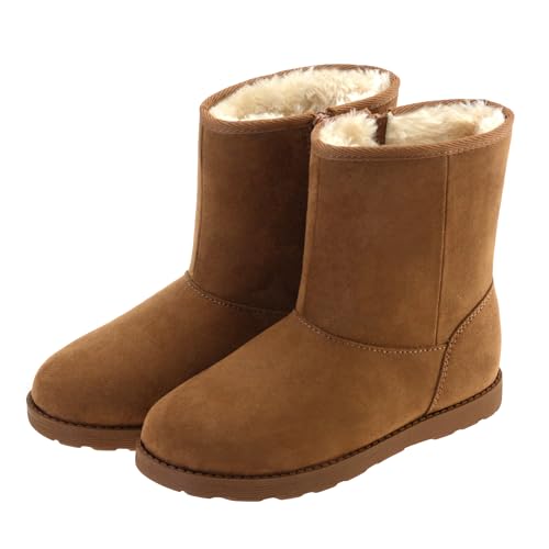 Vonair Girls Warm Winter Snow Boots for Little/Big Kids Fuzzy Faux Fur Lining Bootie Shoes with Zipper