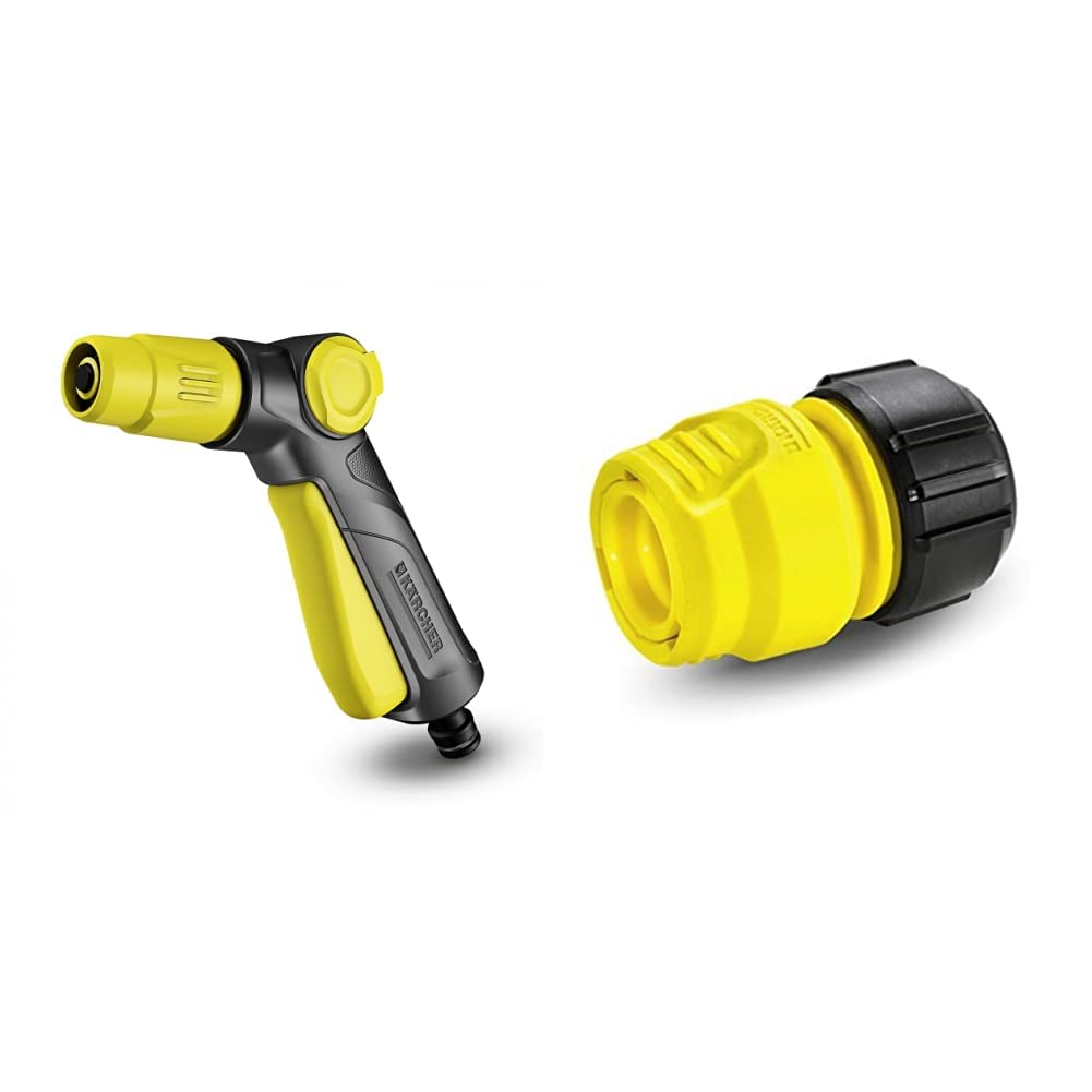 Kärcher 2.645-265.0 16.7 x 41.5 x 141.5 cm Spray Gun - Yellow/Black & 2.645-191.0 6.5 x 3.3 x 4.5 cm Universal Hose Connector - Yellow/Black