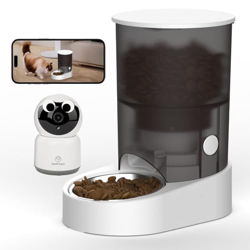 Photo 1 of PAPIFEED Automatic Cat Feeder and External Camera(2.4/5G WiFi), Rechargable 5G WiFi Pet Feeder with APP Control, 1080P HD Video with Enhanced IR Night Vision,Two-Way Voice Call Camera
