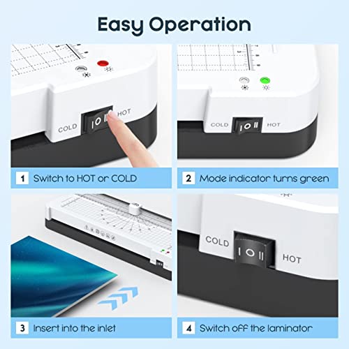 Laminator,A3/A4/A5/A6 Thermal Laminating Machine, 9 in 1 Cold Laminator Machine with Paper Cutter and Corner Rounder,40 Laminating Pouches for Home Office School