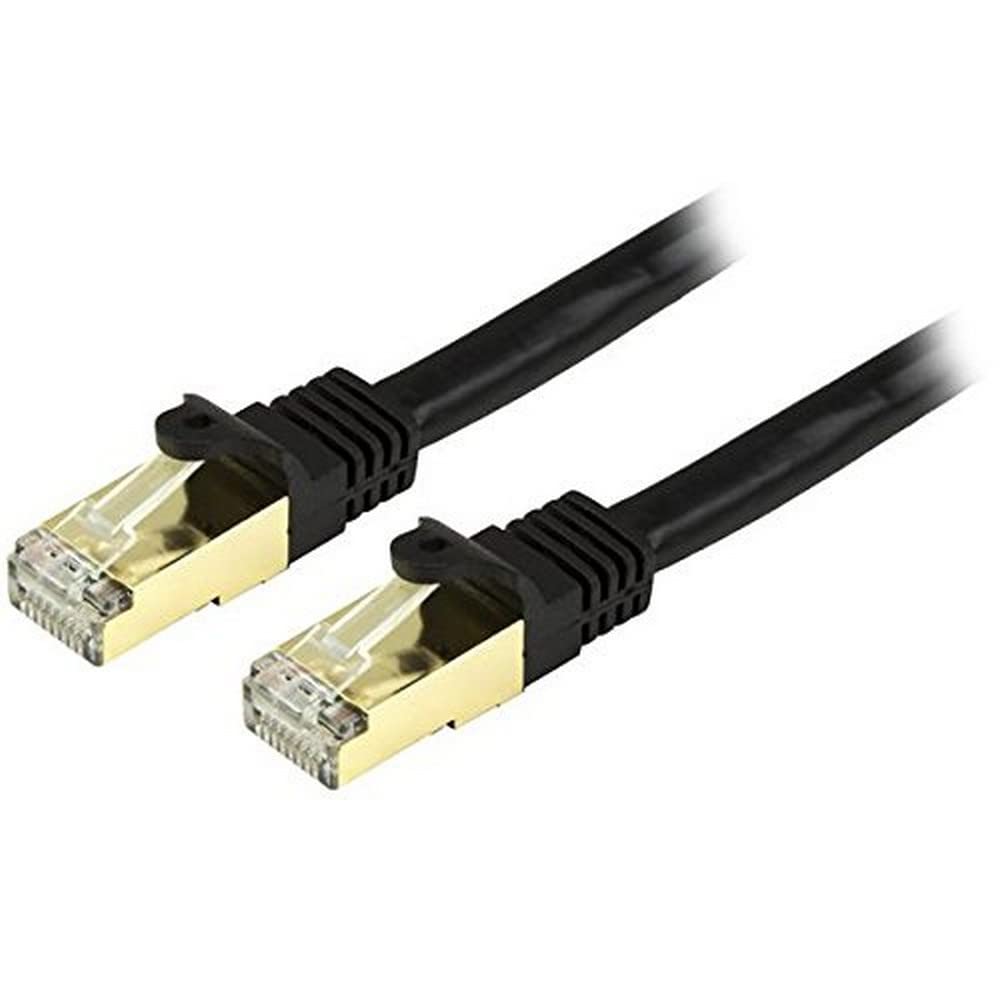 StarTech.com 12ft CAT6a Ethernet Cable - 10 Gigabit Shielded Snagless RJ45 100W PoE Patch Cord - 10GbE STP Network Cable w/Strain Relief - Black Fluke Tested/Wiring is UL Certified/TIA (C6ASPAT12BK)