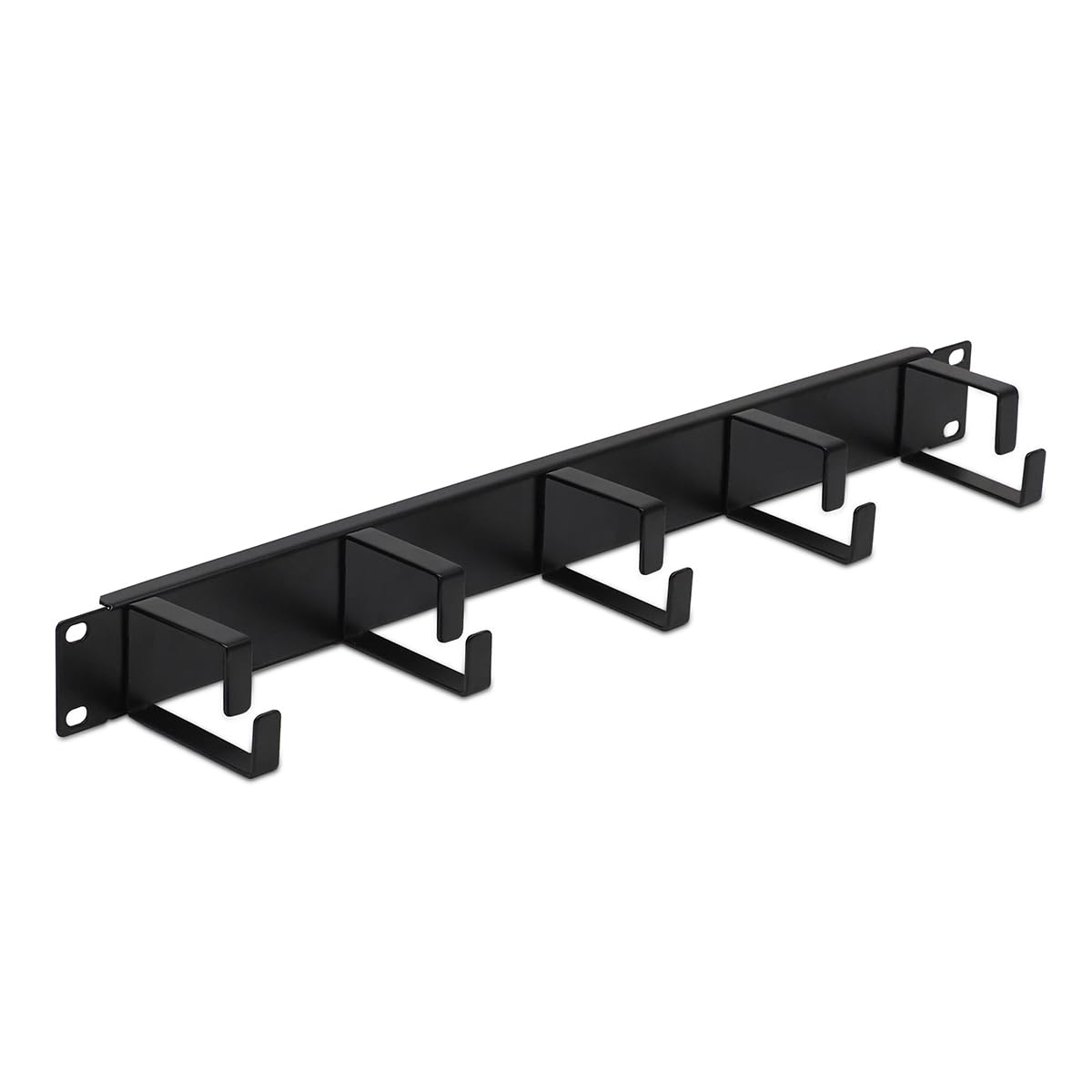 Waytex 37347 Cable Guide 5 Rings Solid Metal 19 Inch 1U, Cable Manager for Cabinet, Bay and Cabinet 19'' - Black