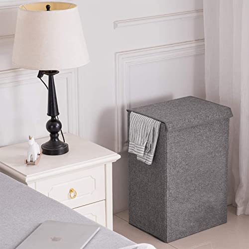 Cesto para la Colada, Cesto para Ropa Sucia 100L con Capacidad Extra Grande, Cesto para Ropa Sucia Plegable, Revestimiento de Impermeabilización de Terileno Canasta de Lavandería(gris)