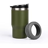 FAMKX 14oz 4 in 1 Stainless Steel Can Cooler Beer Bottle Insulator With 2 Lids for 12oz can&bottle, Double walled insulated Thermocooler &Travel Mug Holder Keeping Your Bevearge Cold (Olive green)
