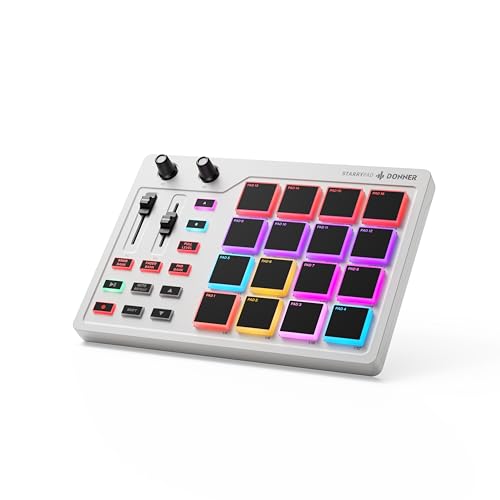 Donner MIDIコントローラー 16パッド USB Type-c 音楽制作 バックライト付き コンパクト 日本語取扱説明書 STARRYPAD 白