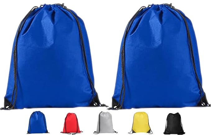 TROTH Unisex Drawstring Gym Bags, String Trainer Bag, Personalized Drawstring Bag Suitable for Sports, School Kids PE, Gym, Travel, Swimming, and Various Activities (2 Pack, Blue)