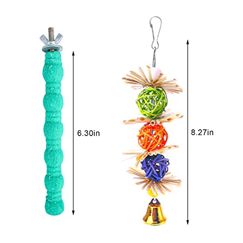 Bac-kitchen U Shape Bird Perch Stand Toy, Wood Parrot Stand Platform Colorful Sand Paw Grinding Stick Cage Accessories Exercise Toys for Cockatiel Conure Budgies Parakeet (Set 1)