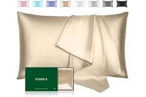 Mulberry Silk Pillowcase for Hair and Skin, SGMSILK 22 Momme Natural Silk Pillow Case with Hidden Zipper, 6A Soft and Smooth Single Sided Pure Silk Pillow Cover (Champagne, Queen 20"x30")