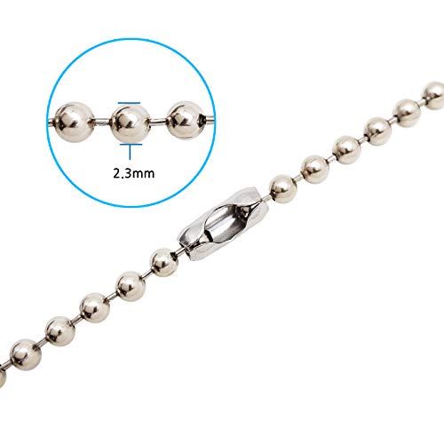 Stainless steel 4.5 in and 27 in. military dog tag ball chain Ships in 1-2 days from USA!