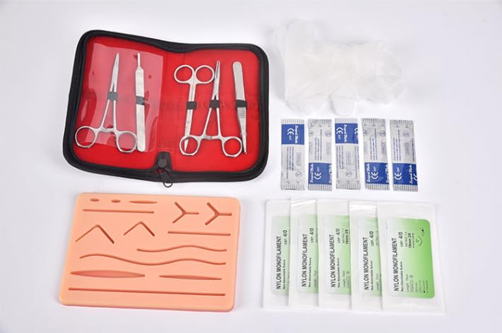 Almohadilla de Práctica de Sutura de Silicona,Kit Práctico de Sutura de 3 Capas,pad de sutura liso con 14 incisiones y heridas,para ser Utilizado por los Estudiantes Entrenamiento y Práctica (6)