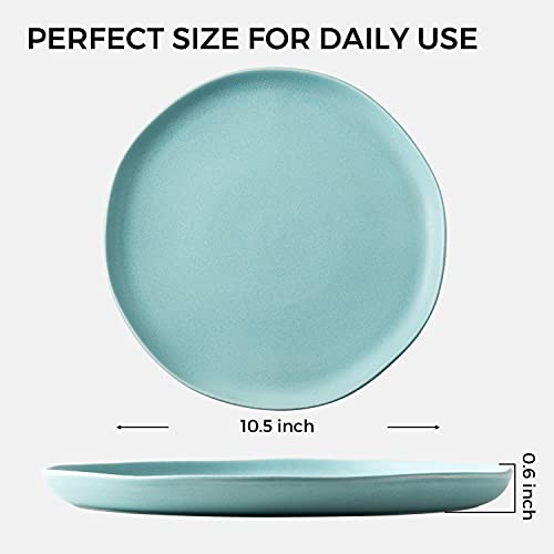 AmorArc Porcelain Dinner Plates Set of 6, Wavy Rim 10.5 Inch Handcraft