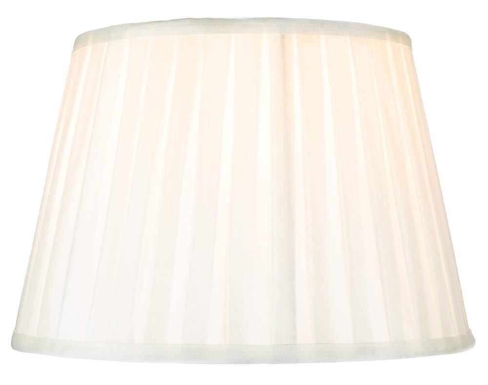 Traditional Classic Cream Faux Silk Pleated Inner Lined Lamp Shade - 14" Diameter and 60w Maximum by Happy Homewares — image 1