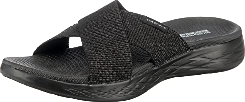 Skechers Femme on-The-go 600 Glistening Sandales Bout Ouvert, Noir (Black Textile BBK), 40 EU