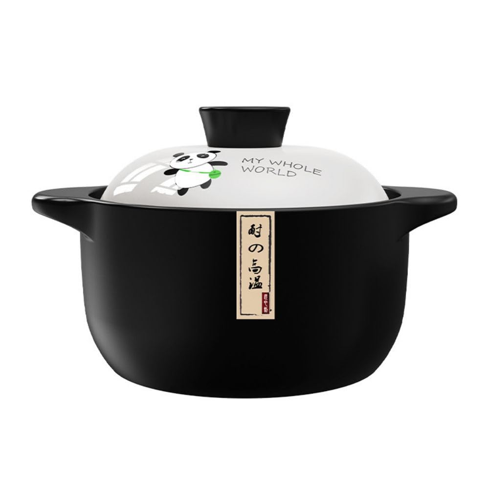 KOOLASA Ceramic Round Casserole with Lid,Ceramic Stew Pot,Chinese Soup Stewing Pot Kitchen Cookware-Non-Stick,Heat Resistant 2.6L