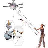 Microfiber Duster with Extension Pole(Stainless Steel) 30 to 100', with Bendable Head, Extendable Long Duster for Cleaning Ceiling Fan, High Ceiling, Keyboard, Furniture Cars