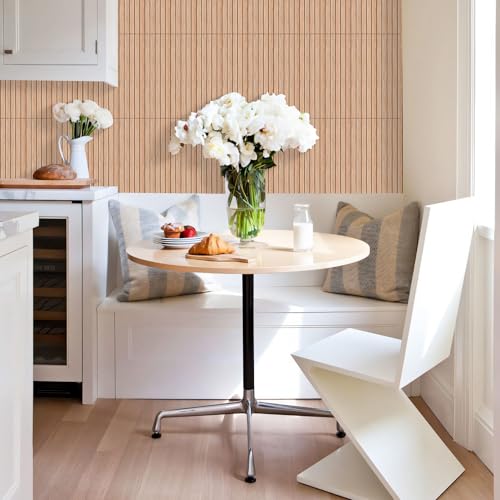 Tava Home - Panel de Pared PVC Tipo Madera en Rollo (260x30 cm), Revestimiento Lambrín Impermeable para Baño y Sala, Panel Acústico 3D de Piso a Techo con Fieltro, 1 unidad (Bambú Claro)