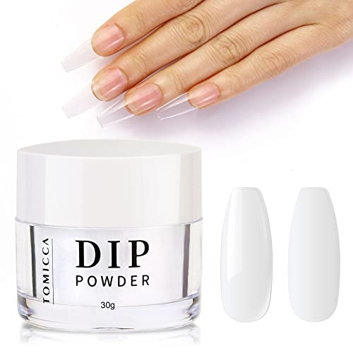 TOMICCA Clear Acrylic Nail Dipping Powder for French Nail Art Natural Clear Color Dip Powder Fast Dry No UV Lamp Needed,Long Lasting