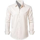 EOUOSS Men's Dress Shirts Formal Slim Fit Stretch Long Sleeve Button Down Shirt for Men Wrinkle Free Collar Business Shirts
