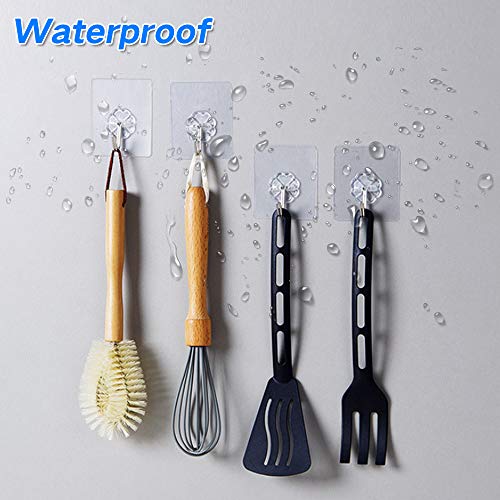 ZCgel Adhesive Wall Hooks 10 Pack Heavy Duty 15lb（Max), Transparent Removable Utility Hooks