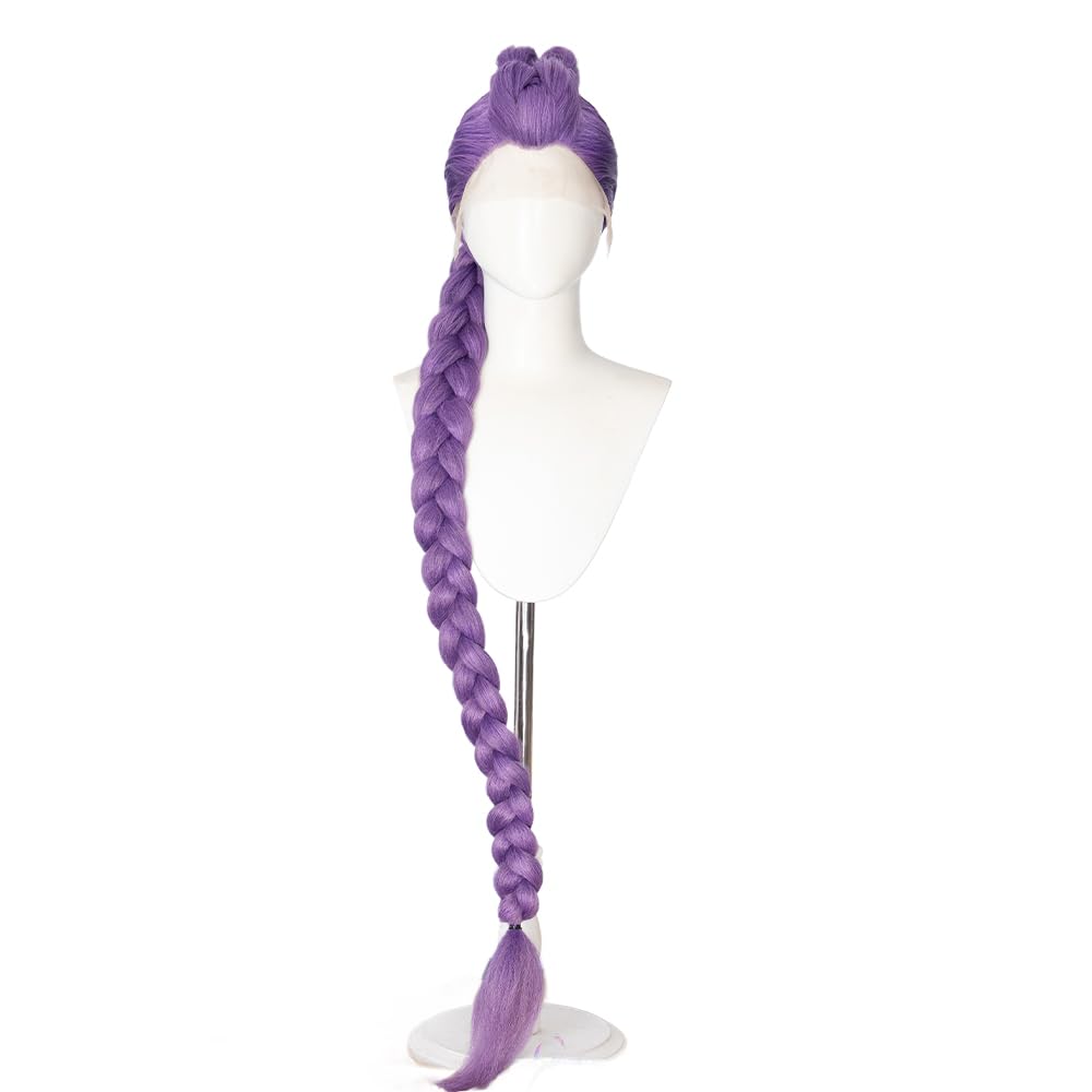 Photo 1 of KIRA KIRA Movie Anime Lace Front Wig 120cm Pop Singer Stage Long Purple Braid Hair for Halloween Lace Base Wig with Braids Ponytail Clip (Purple, 120cm, Detachable Lace Front)