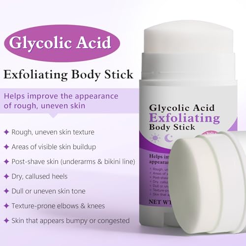 Glycolic Acid Exfoliating Body Stick 75g – With 7% Glycolic Acid & 0.5% Salicylic Acid, Helps Smooth Rough Skin, With Shea Butter, Gentle Body Exfoliation