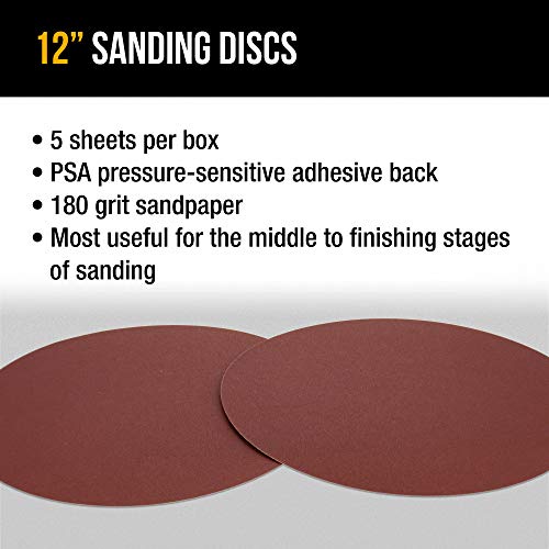DuraGold Premium 12" Sanding Discs 180 Grit (Box of 5) Sandpaper