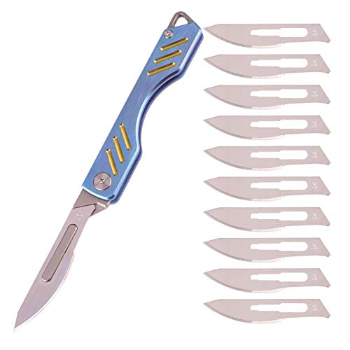 Samior TS135 Titanium Folding Scalpel Pocket Knife, 10 Replaceable 24