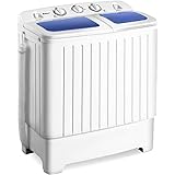 Giantex Portable Mini Compact Twin Tub Washing Machine 17.6lbs Washer Spain Spinner, Blue+ White