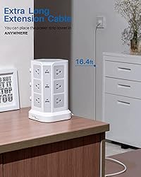 Surge Protector Power Strip Tower, KOOSLA 16.4 FT