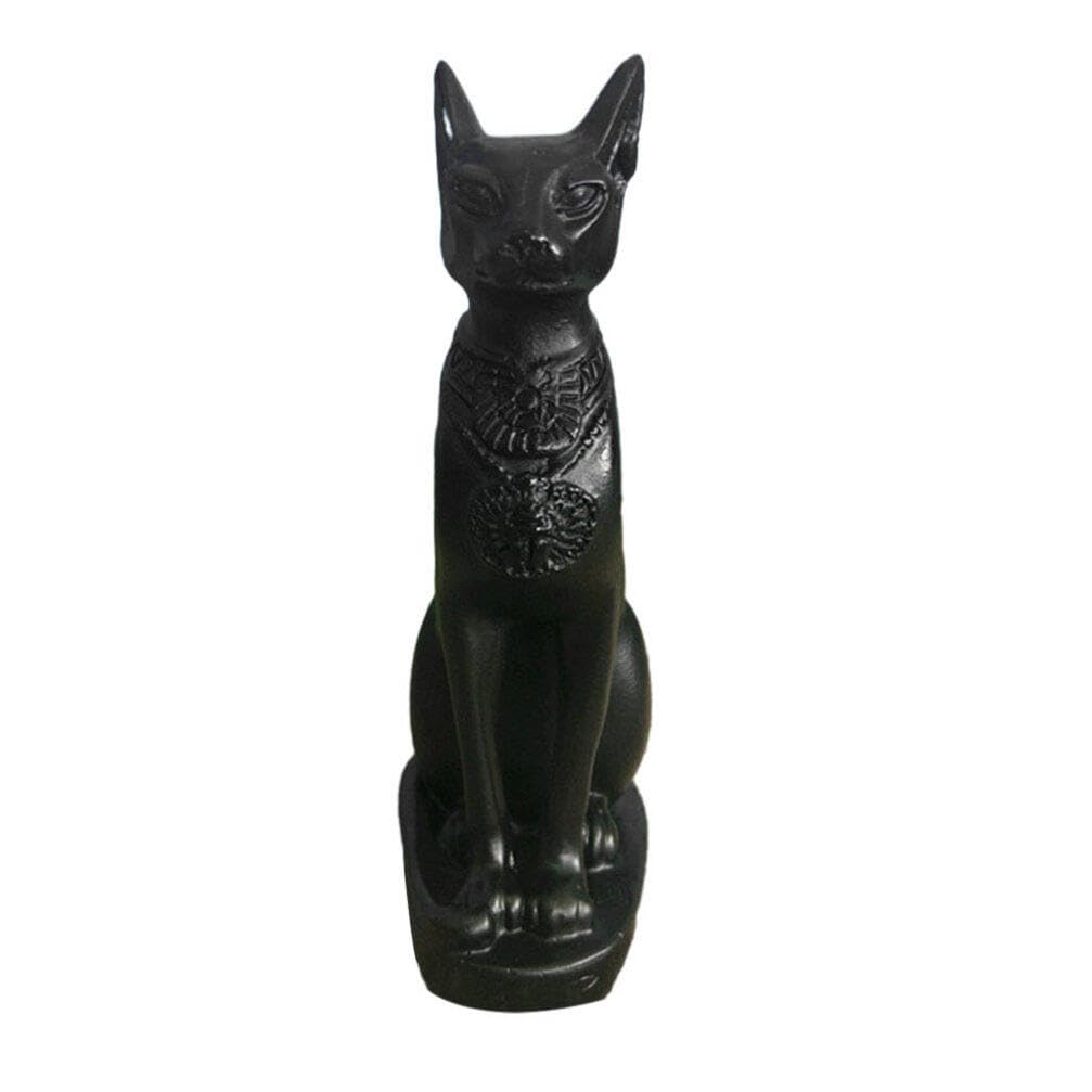 TOPBATHY Egyptian Cat God Ornament 4.17 Inch Resin Bastet Statue Black Cat Figurine Home Table Decor Ancient Egypt Craft