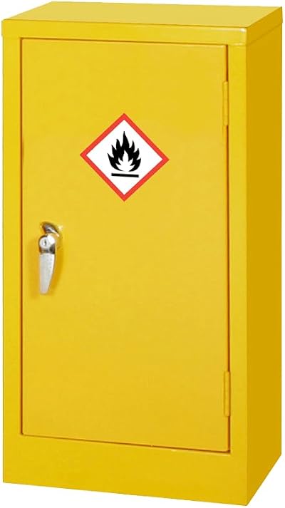 Safe Industrial Flammable Chemical Storage Cabinet COSHH 1 Shelf Hi-Vis Yellow