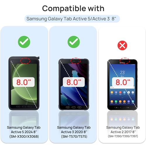 Gerutek [Pack of 2 Tempered Glass for Samsung Galaxy Tab Active 5 2024/Active 3.8 Inch, (SM-X300/X306B/T570/T575), 9H, Anti-Scratch, Bubble-Free, High Definition, Screen Protector for Tab Active 5