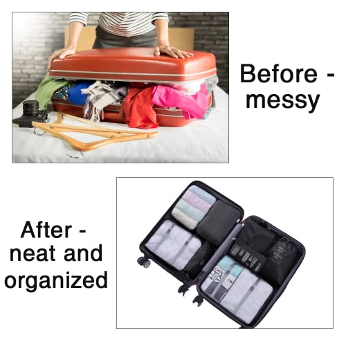 Blibly Packing Cubes for Suitcase, 9 PCS Lightweight Travel Luggage Organizers Set, Waterproof Luggage Packing Cubes for Travel Accessories(Black)