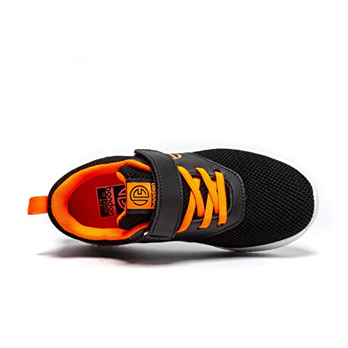 BONDON Black Orange Toddler Little Big Kids Boys Girls Knit Mesh Sneakers Unisex Running Shoes
