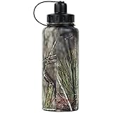 EcoVessel BOULDER TriMax Dual Opening Insulated Stainless Steel Water Bottle with Tea - Fruit and Ice Strainer - 24 oz. - Mossy Oak