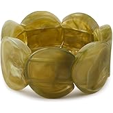 MMIUAEG Colorful Acrylic Resin Bracelet for Women Stretch Vintage Boho Bangle Bracelets Chunky Wide Geometric Plastic Wristbands Resin Beads Cuff Bangle for Women Holiday Beach Jewelry