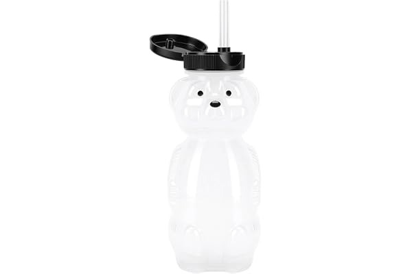 Fockety Bear Straw Cups, 3Pcs Leak Proof Bear Cups 230ml Plastic Reusable Drinking Bottles with Silicone Straws Wide Mouth Fl