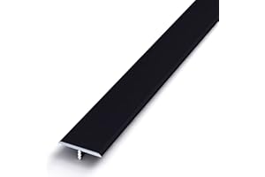 MIWOOYY Aluminum T Molding Floor Transition Strip 36 inch by 1 1/4 inch, Matte Black Doorway Edge Trim for Wood Vinyl Laminate Floors, Flat Cinch Seam Cover/Binder, 33mm Wide