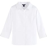 Tommy Hilfiger Girls 3/4 Sleeve Feminine Fit Pinpoint Blouse School Uniform