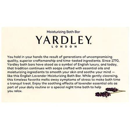 YARDLEY LONDON ENGLISH LAVENDER NATURALLY MOISTURIZING BATH BAR, 4 OUNCE