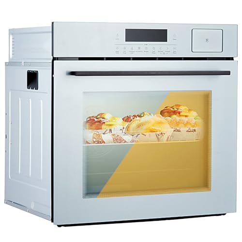 GarveeTech 3000W/240V Electric Oven with 4 Cooking Functions & 102 Automatic Recipes, 2.5 Cu.Ft Capacity Single Wall Oven with Auto Cleaning, Defrost…, 24” Built In Oven for Home & Commercial Use