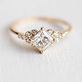 Exquisite Ring Square Morganite Engagement Ring Diamond Wedding Ring 14k Gold Plated 925 Sterling Silver Engagement Ring Band for Women (6)