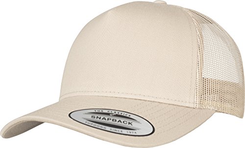 Flexfit 5-Panel Retro Trucker Snapback Cap - Khaki Beige - One Size